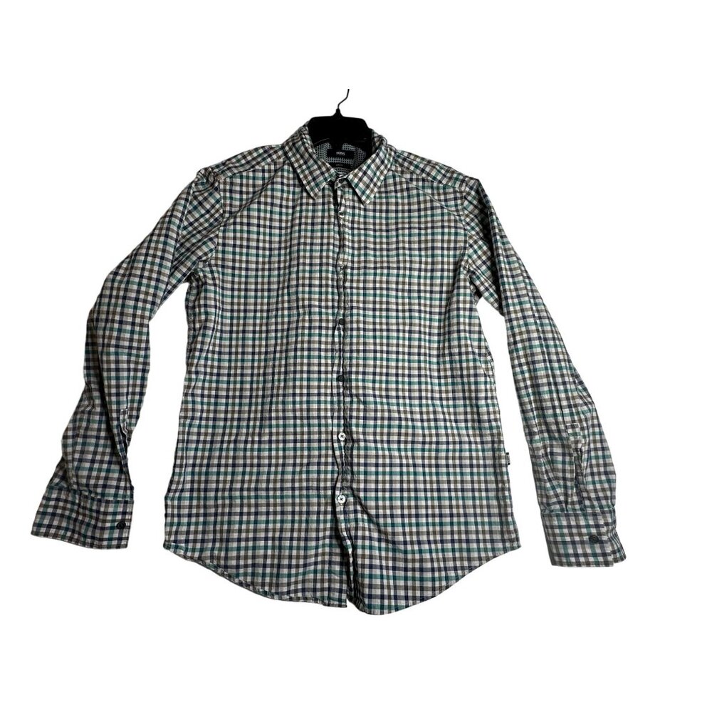 Hugo Boss Plaid L/S Button Down Slim Fit Shirt Mens XL - Flip‎ Cuff